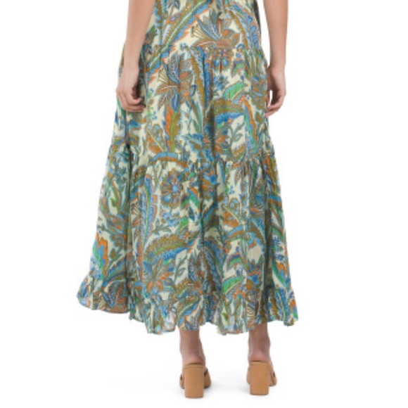 NWT! House of Harlow Boho Floral Ivory/Blue Open Tie Cami Back Maxi Dres… - Picture 6 of 10